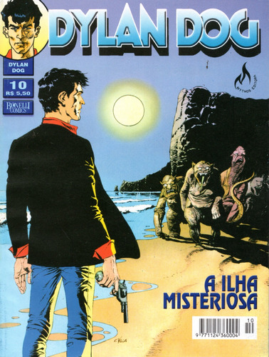 Dylan Dog N° 10 - 1ª Série - A Ilha Misteriosa - 100 Páginas Em Português - Editora Mythos - Formato 13,5 X 18 - Capa Mole - 2003 - Bonellihq Jan24