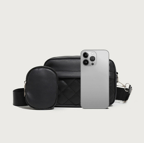 Multifunción Bolsa Para Mujer Bandolera Y Monedero 2 En 1 Color Negro