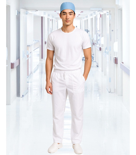 Calça Branca Oxford Enfermeiro Dentista Médico Saúde Hosp