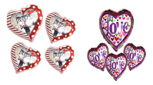 10 Globos Metal Corazon Love Surtidos Dia Enamorado