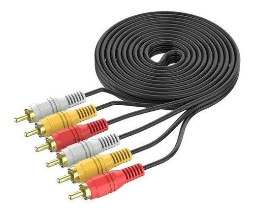 Cable Rca 3 Conectores Macho A Macho  Audio Y Video 5 Mts