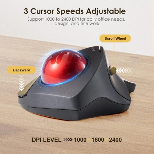 Trackball Inalámbrico Ergonómico Sanwa Bluetooth 5.1 + 2...