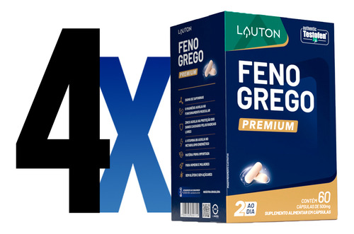 Feno Grego Lauton Com Saponinas Zma + Boro 60comp. 4un