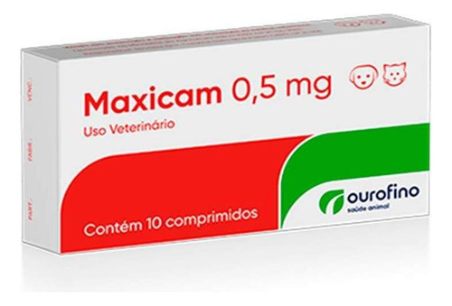 Maxicam Ourofino 0,5mg Cartela Avulsa C/10 Comprimidos