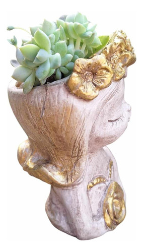 Maceta Figura Deco Nena Pintada Siete Vidas -set 5 Unidades Beige Rosa
