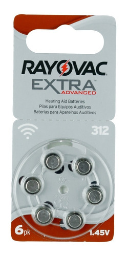 6 Pilas Para Audífono #312. Rayovac Extra Originales. 1.45 V