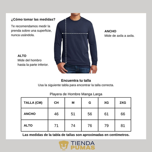Playera Deportiva M Larga Hombre Pumas Unam Insignia