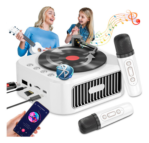 Altavoz Bluetooth Portátil Máquina Karaoke Con 2 Micrófonos