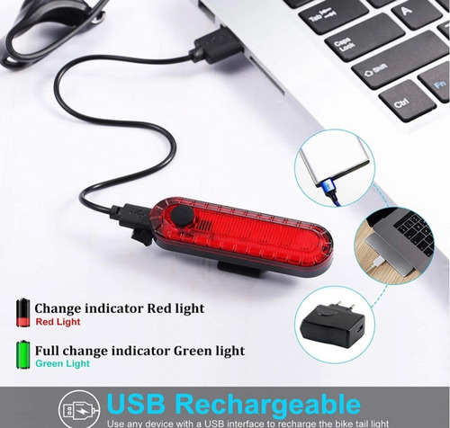 Imagen 3 de 3 de Luz De Bicicleta Trasera Recargable Impermeable