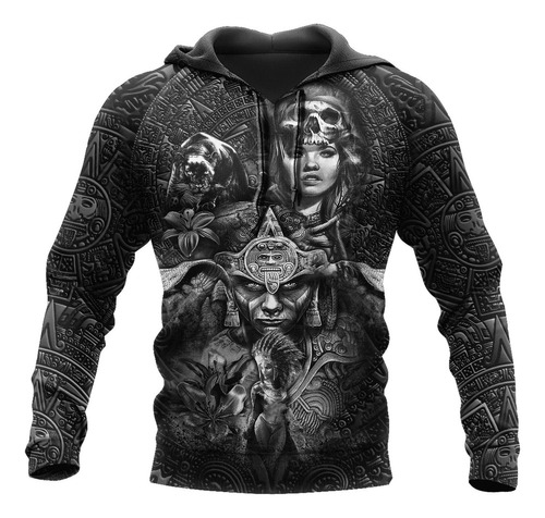 Sudadera Con Capucha Estampada Mexico Aztec Warrior