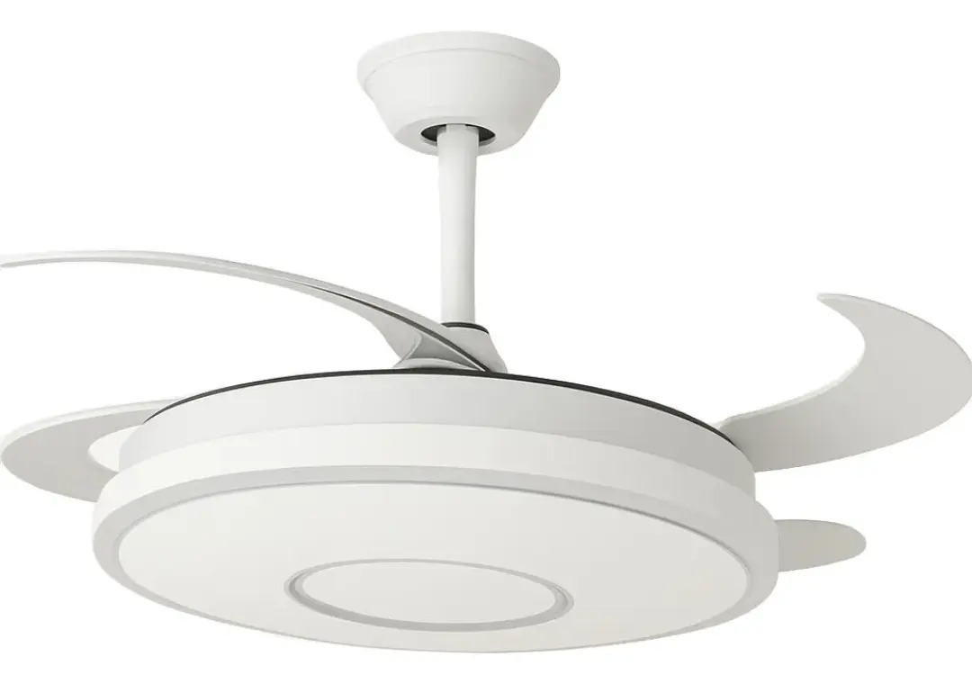 Ventilador Techo Telefunken Retráctil Luz Led Control 6 Vel. 1.15 M 50 Hz. 60 Hz. Blanco Transparentes Plástico 4