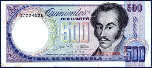 Billete De 500 Bolívares T8 Mayo 31 1990 Bolívar Orquídea