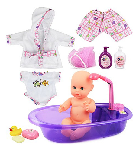 Click N' Play Newborn Baby Doll Bath Time Play Set Y2nfh