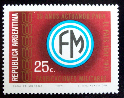 Argentina Sello Gj1573 Fabricaciones Militares 71 Mint L4990