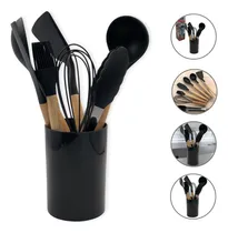 Comprar Kit De Utensílios De Cozinha De Silicone Com Cabo De Madeira