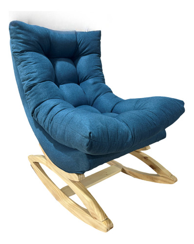 Silla Mecedora Coquette Azul Indigo Lino