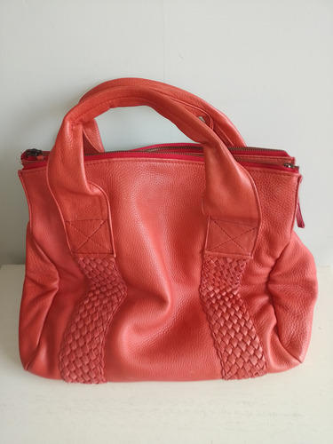 Cartera Kevingston En Cuero Color Coral C/billetera Incluida Coral Lisa Níquel Sin (Usado)
