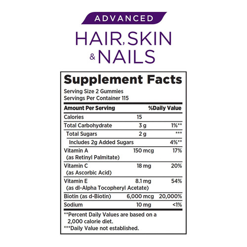 Imagen 2 de 2 de Natures Bounty Hair, Skin & Nails 6000mcg Biotin 230 Gomitas