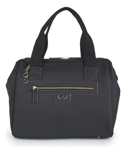 Bolsa Bowling Para Mujer Cloe Diseño Textil Atemporal Color Negro