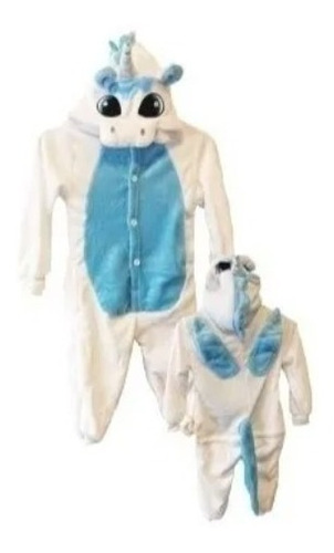 Imagen 2 de 2 de Buzo Disfraz Pony Unicornio Azul Para Niñas Niños 3-4 Años