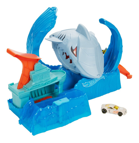 Hot Wheels City Pista de Juguete Robo Tiburón para niños de 5 años en adelante