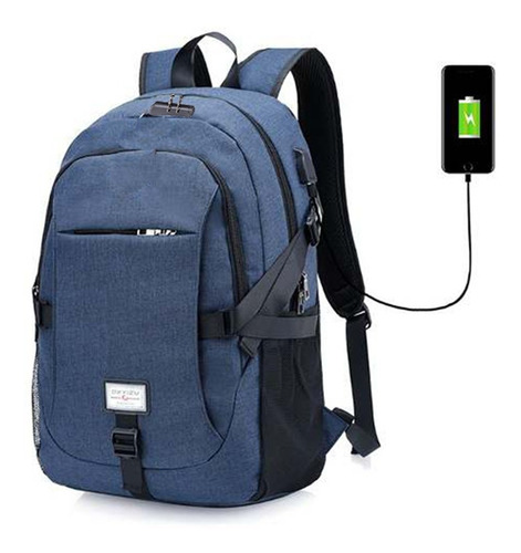 Mochila Con Clave Impermiable Para Laptop Cable Usb Y Aux