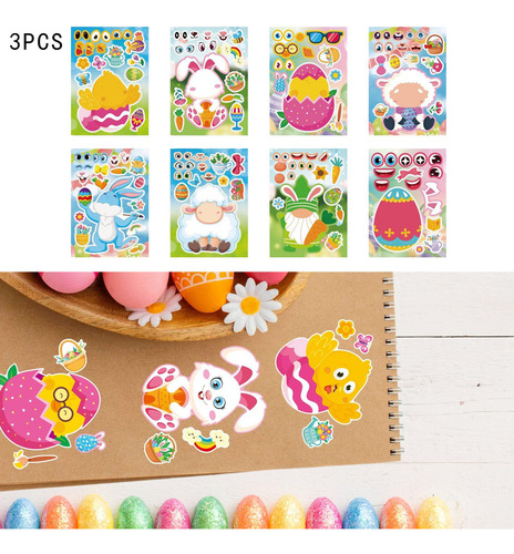 24 Piezas De Pegatinas De Pascua Para Niños, Pegatinas