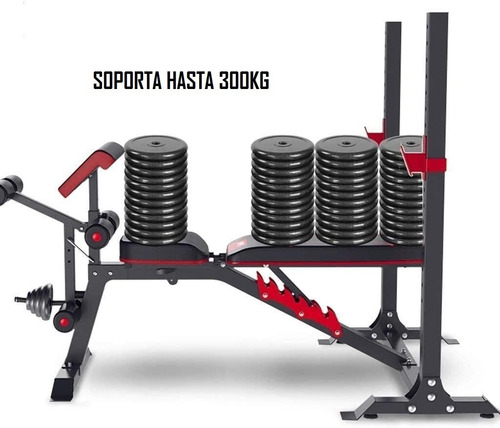 Imagen 5 de 6 de Banco Para Pesas Multifuncional Profesional + Rack 250 Kg