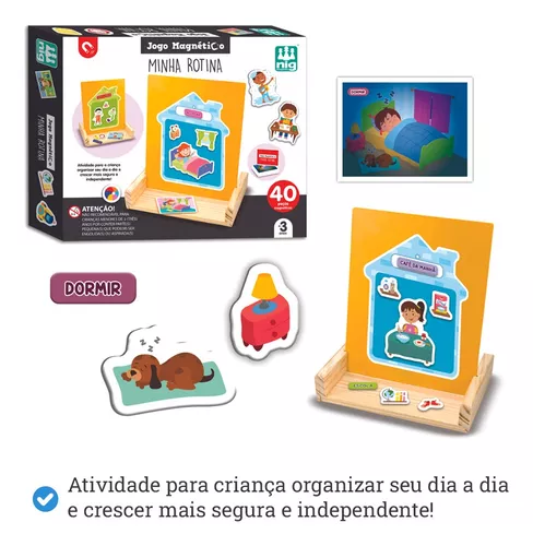 Jogo Infantil Educacional Minha Rotina 40 Peças Magnéticas