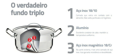 Cacerola Tramontina Professional 16cm 1.4L color plata