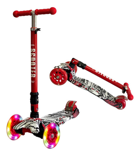 Monopatín de pie Scooter Italy Graffiti Graffiti  rojo graffiti para niños