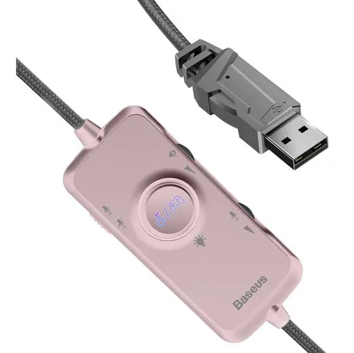 Audífonos Con Cable Gamo Virtual 3d Baseus Rosado