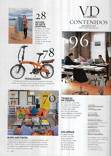 Revista Vd El Mercurio N 977 / 28-3-15 / Interiorismo (Usado)