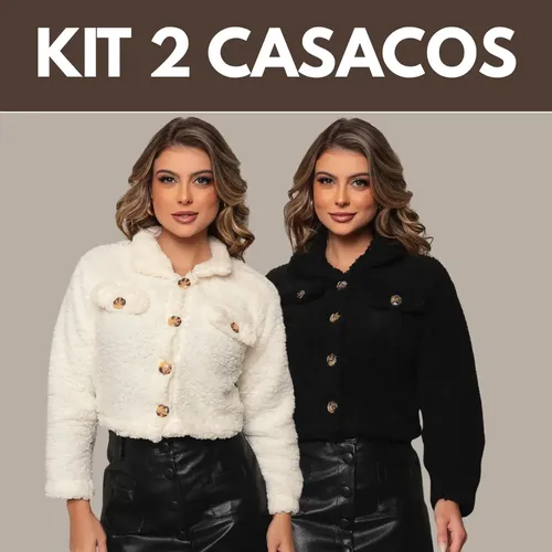 Kit 2 Casaco Teddy Curto Blusa Feminino Cropped Pelucia Frio | MercadoLivre