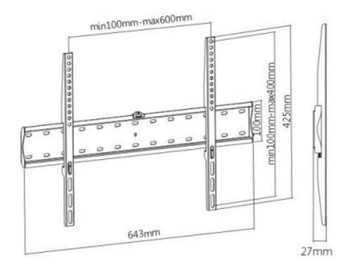 Imagen 3 de 7 de Soporte Fijo Para Tv Pared 37 43 50 55 65 A 55 Pulgadas 40k