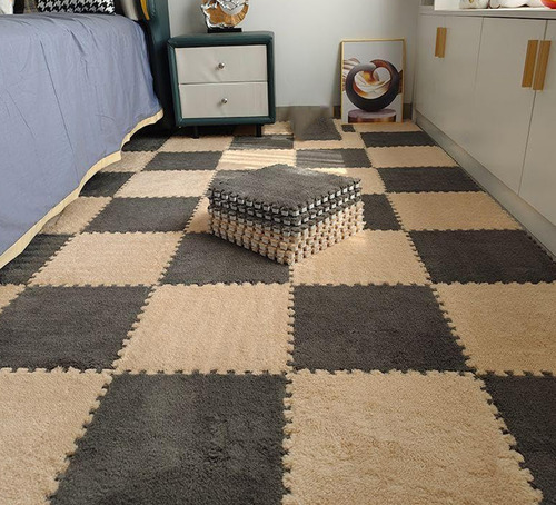 Alfombra De Espuma De Felpa Entrelazada, 10 Unidades, Bloque