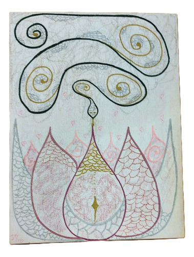 Cuadro Decorativo Minimalista. Serpiente. Flor De Loto. Luna Multicolor Beige