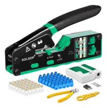 Comprar Kit Pinza Ponchadora Crimpadora Rj45 Cat6 Cat5e Pass Through