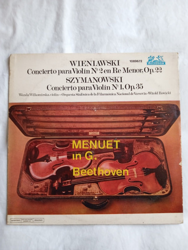 Vinilo - Beethoven Menuet In G. - Conc. Violin Nro. 1 & 2