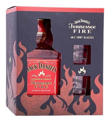 Whiskey Jack Daniels Fire Bourbon 750 Ml+ 2 Vasos