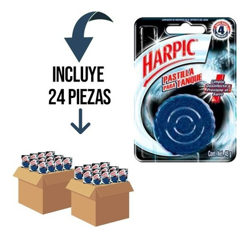 24 Pz-pastilla P/tanque Harpic Limpia Y Desinfecta Baños 45g