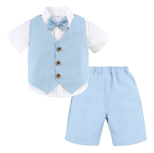 Conjunto De Traje Niño Manga Corta Caballero Formal 4 Pi [u]