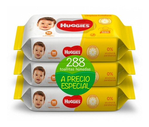 Toallitas Humedas Huggies Limpieza Cotidiana X 288 Unidades