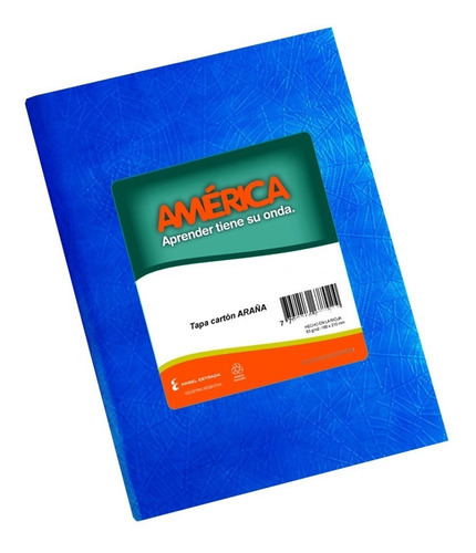 Cuaderno Forrado Tapa Dura America 16x21 X42h Rayado Azul