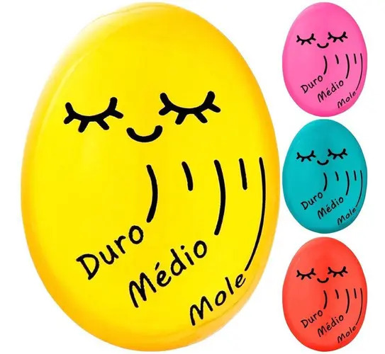 Temporizador Termômetro Timer Ovo Cozido Egg Mole Médio Duro Cor Amarelo Liso