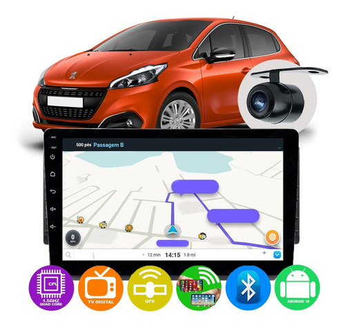 Kit Multimidia Android Gps Espelhamento Peugeot 208 2016