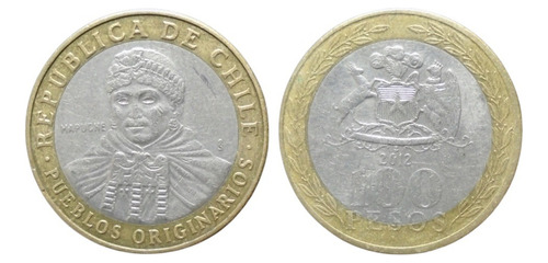 Chile 100 Pesos 2012 Pueblos Originarios Bimetálica (Usado)