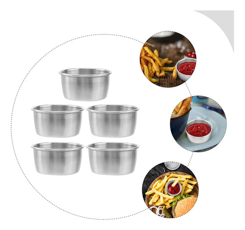 5 Unidades De Salsas De Acero Inoxidable, Tazas Para Salsas