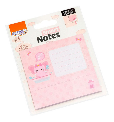 Smart Note Notas Troqueladas 3 En 1 X30 Hojas Adhesivas Brw Diseño Elefante - Rosa