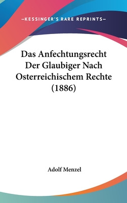 Libro Das Anfechtungsrecht Der Glaubiger Nach Osterreichi...
